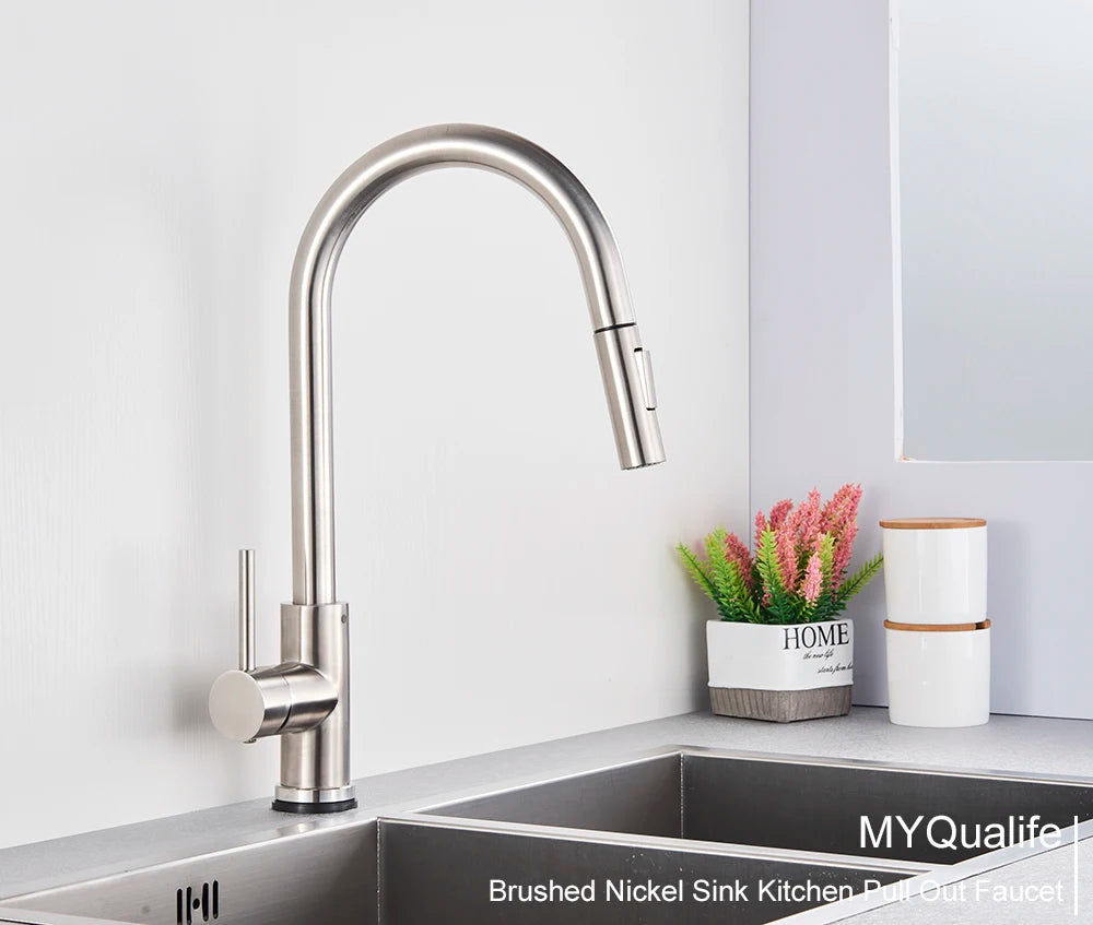 Black Kitchen Faucet with Pull-Out Dual-Function Spray