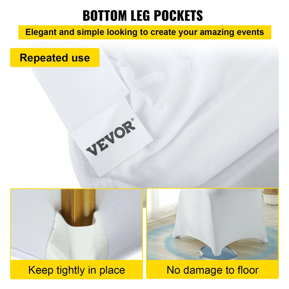 SucceBuy 12/30/50/100 piezas Portabebés de silla de boda Spandex Estiramiento Funda de Slipcover para Restaurante Banquete Hotel Comedor Fiesta Blanca Funda
