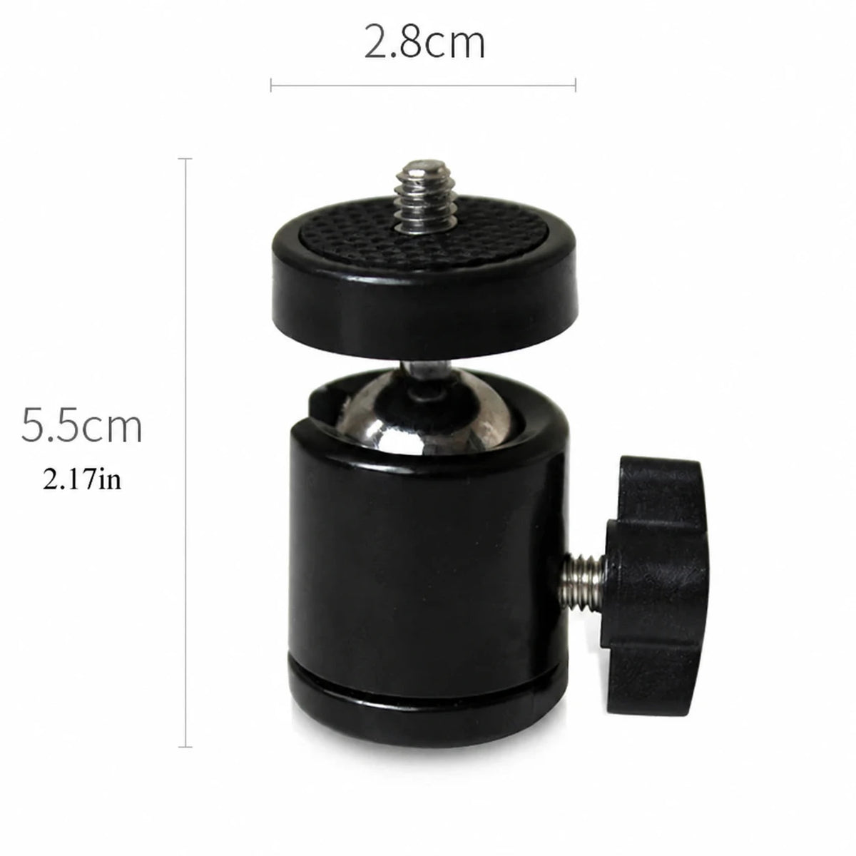 Mini rótula de aluminio con conexión de 1/4 de pulgada