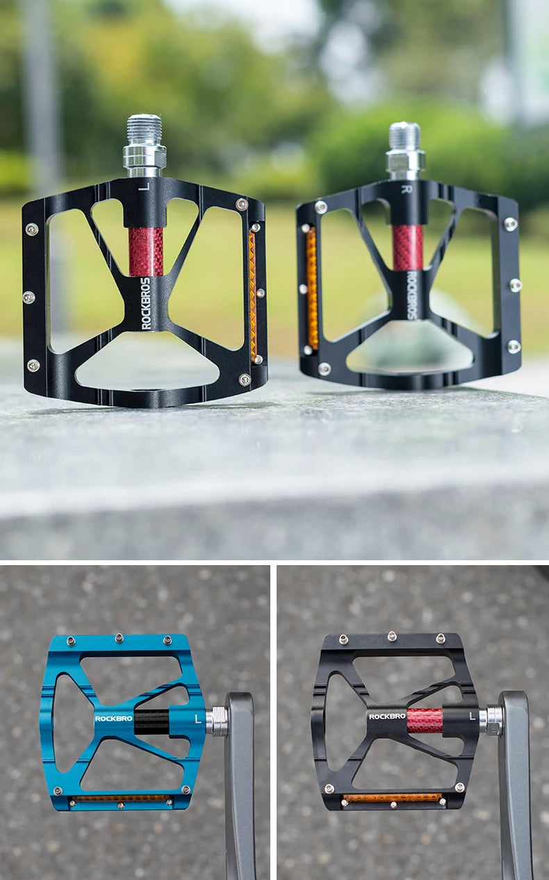 Aluminum Alloy Bike Pedals with Non-Slip Grip & Reflective Safety