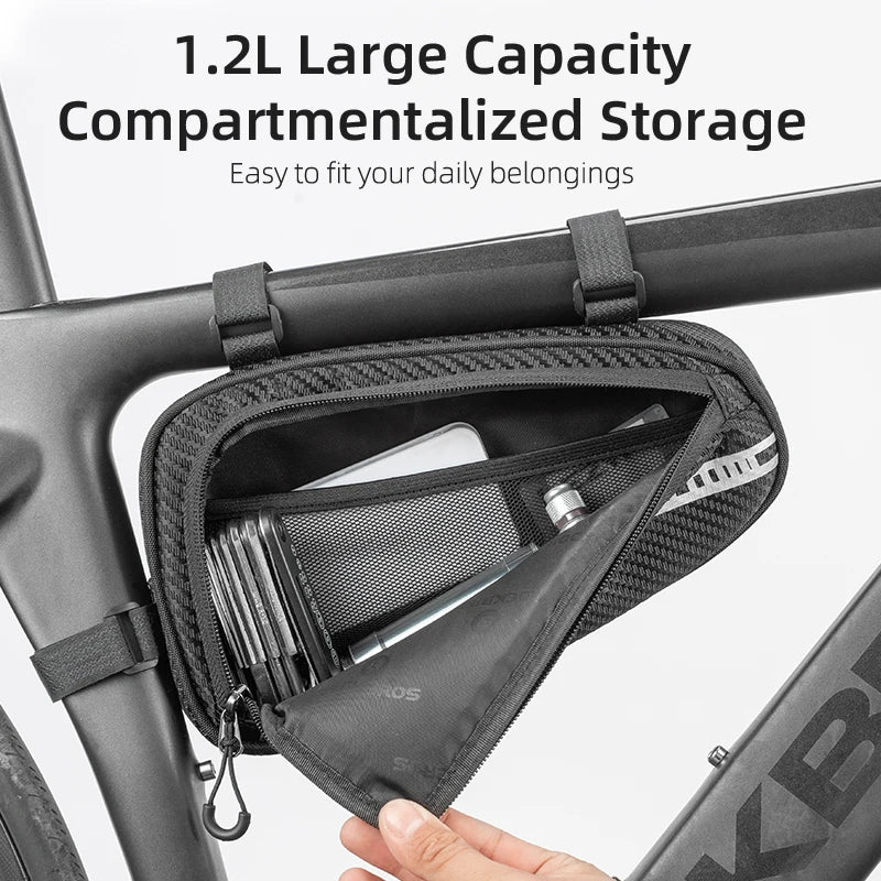 ROCKBROS 1.2L Bike Frame Triangle Bag Rainproof Reflective