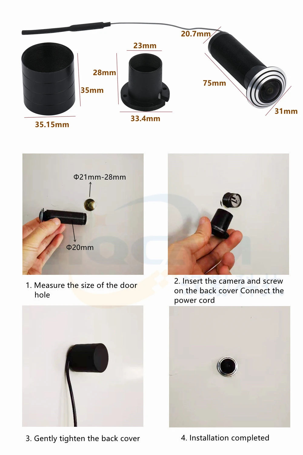 1080P WiFi Door Peephole Camera with 160° Wide Angle