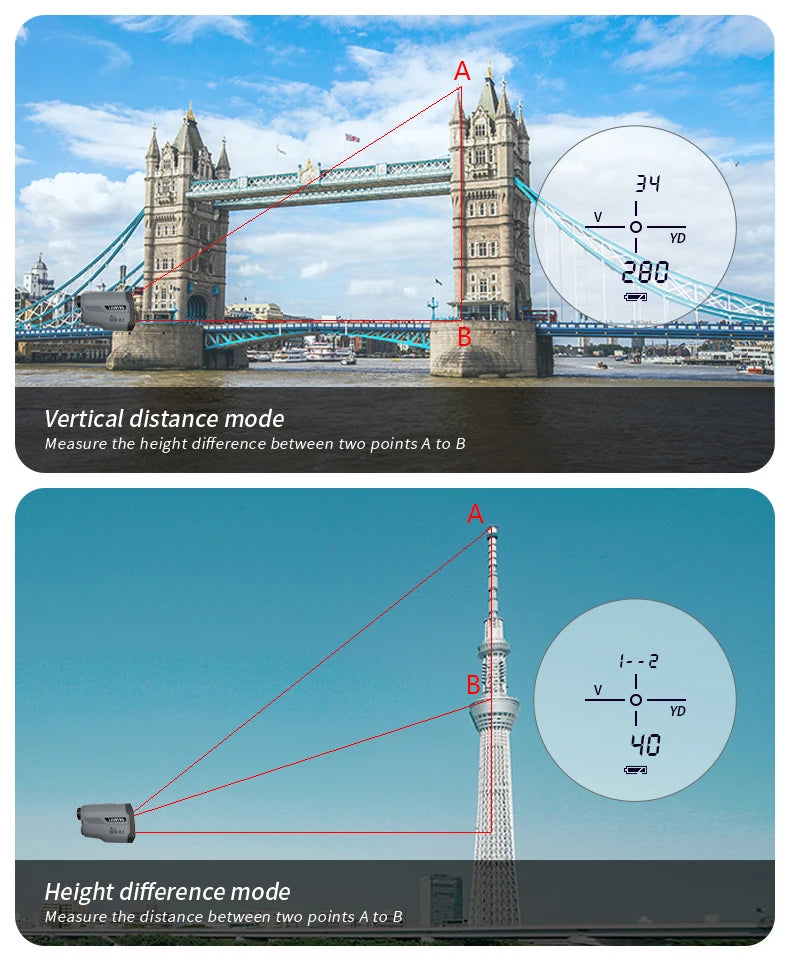 Golf Laser Rangefinder 1000M with Slope & Flag Lock Precision Meter