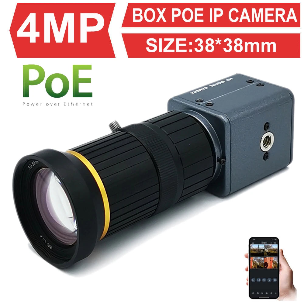 4MP PoE IP-kassekamera med lyd og varifokalt objektiv