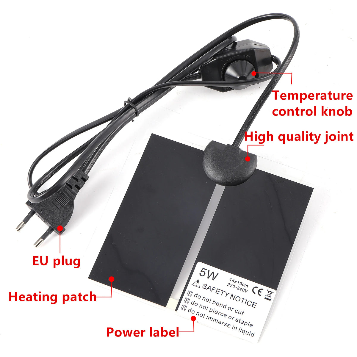 Reptile Heat Mat with Temperature Controller, 5 to 45W, EU Plug