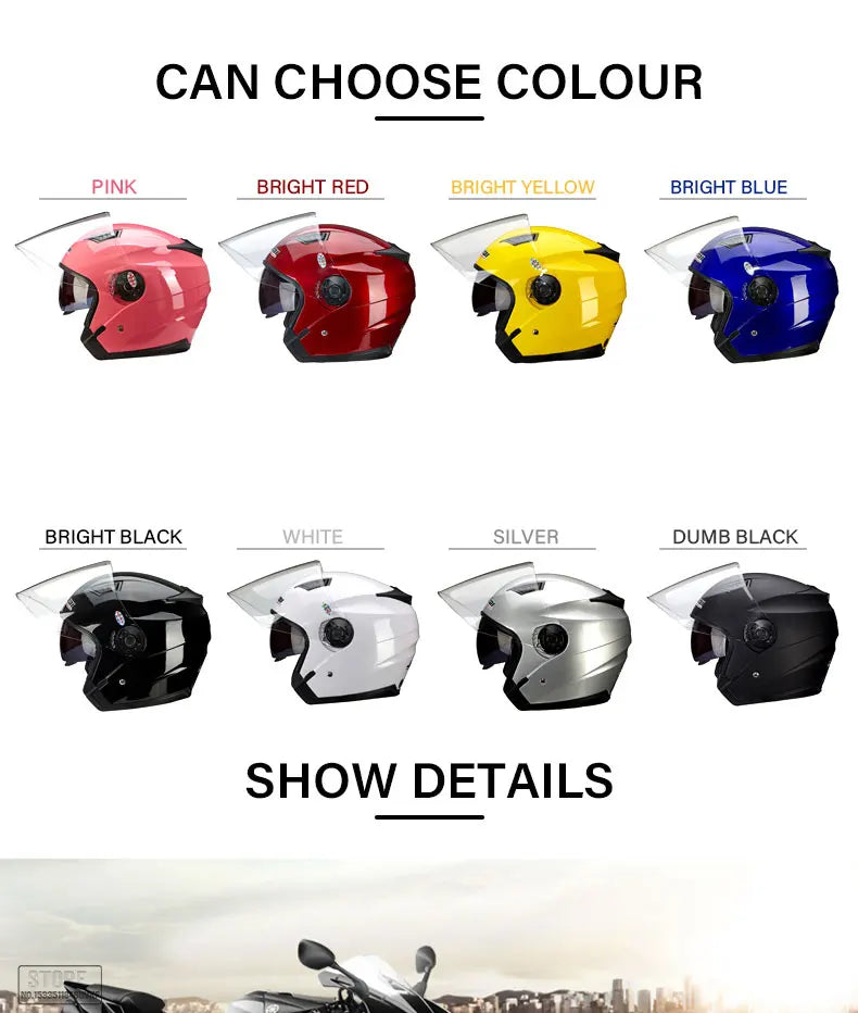 Motorbike Casco Go Kart Scooter Motor Van Motorcycle Dual Lens Vintage Helmets Four Seasons Racing Half Helmets Casque Helmet