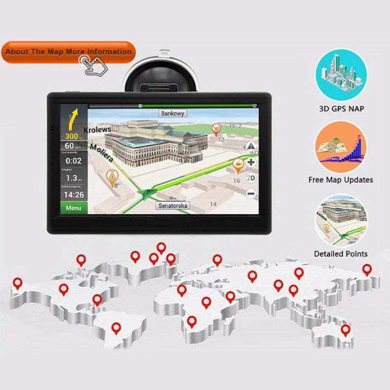 Navigație GPS pentru mașină/cutie 7.0" ecran tactil FM+8GB hartă în Europa, Australia, America, Inclusă gratuit