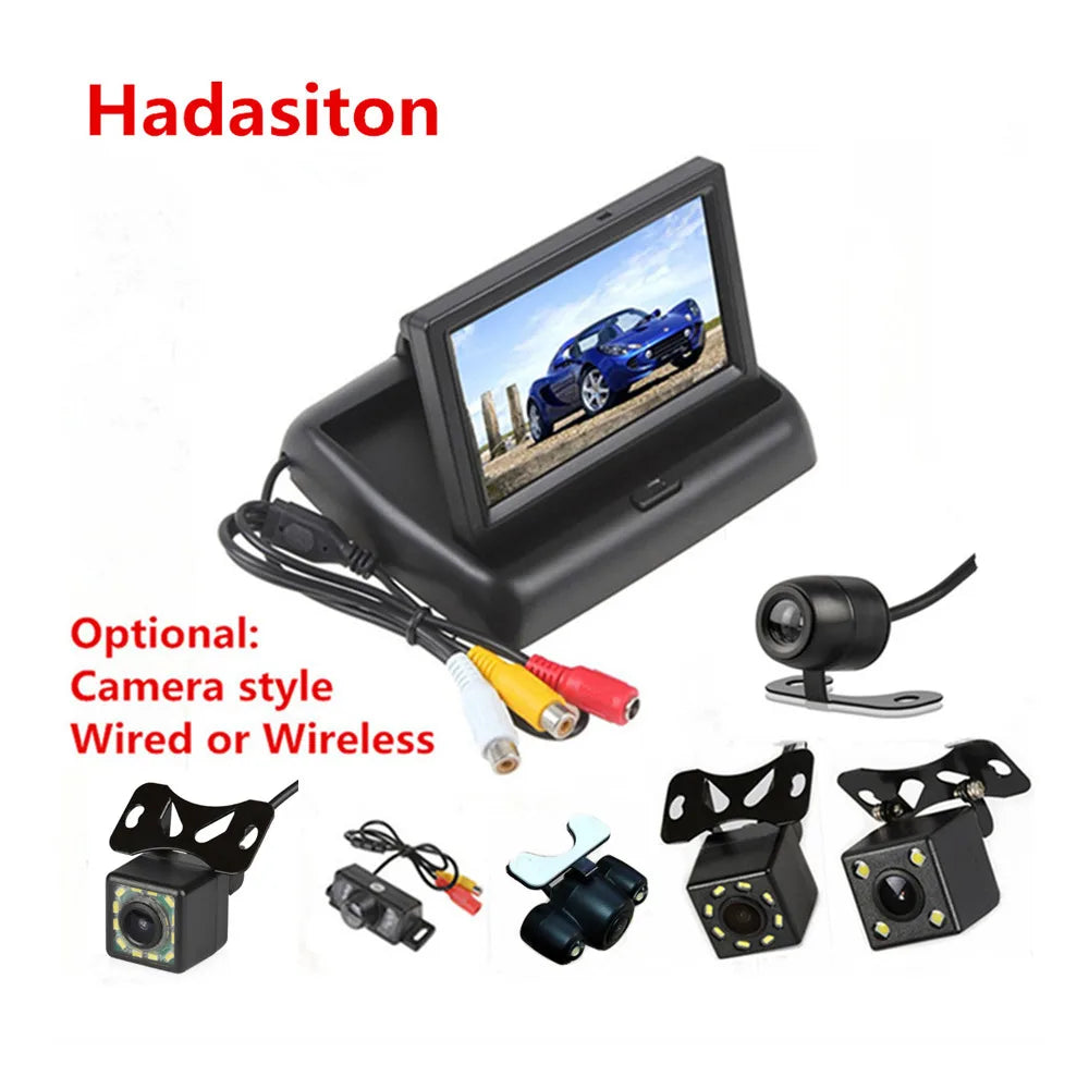 4.3 inch TFT LCD screen Car Monitor Rearview Reverse Parking Monitor with 2-channel Video Input,Camera optional