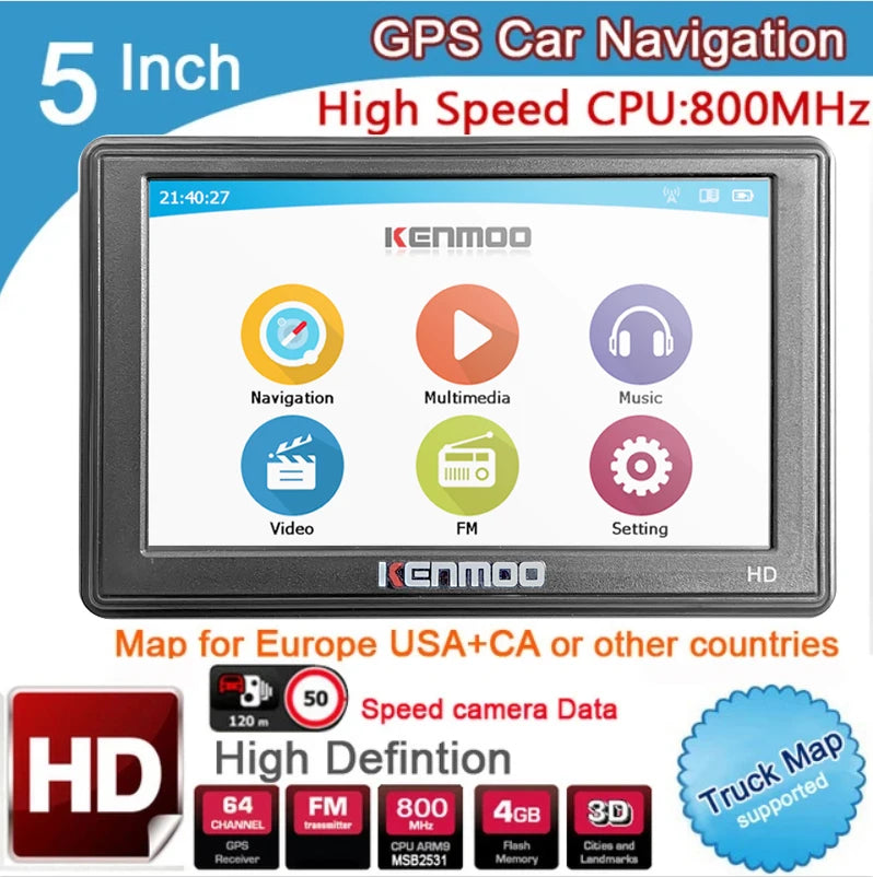 5 Inch HD GPS Portable Navigation Device with Maps