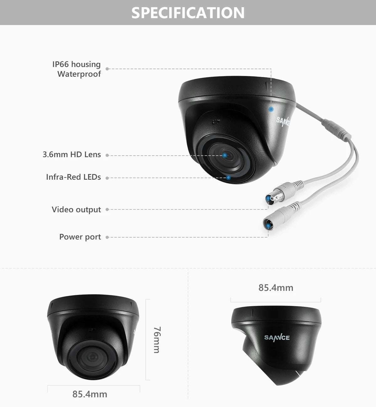 SANNCE 2-Pack 1080P Wired Dome CCTV Security Cameras