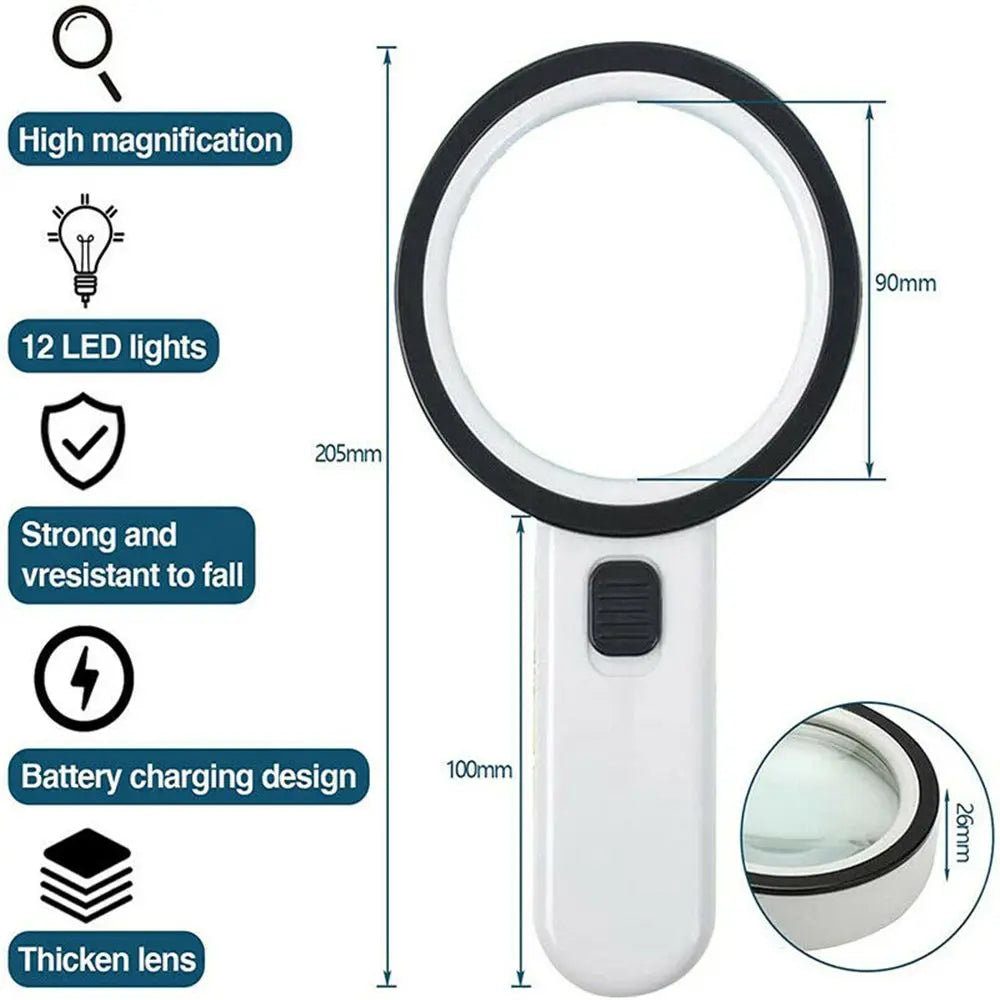 عدسة مكبرة يدوية LED - 60 mm