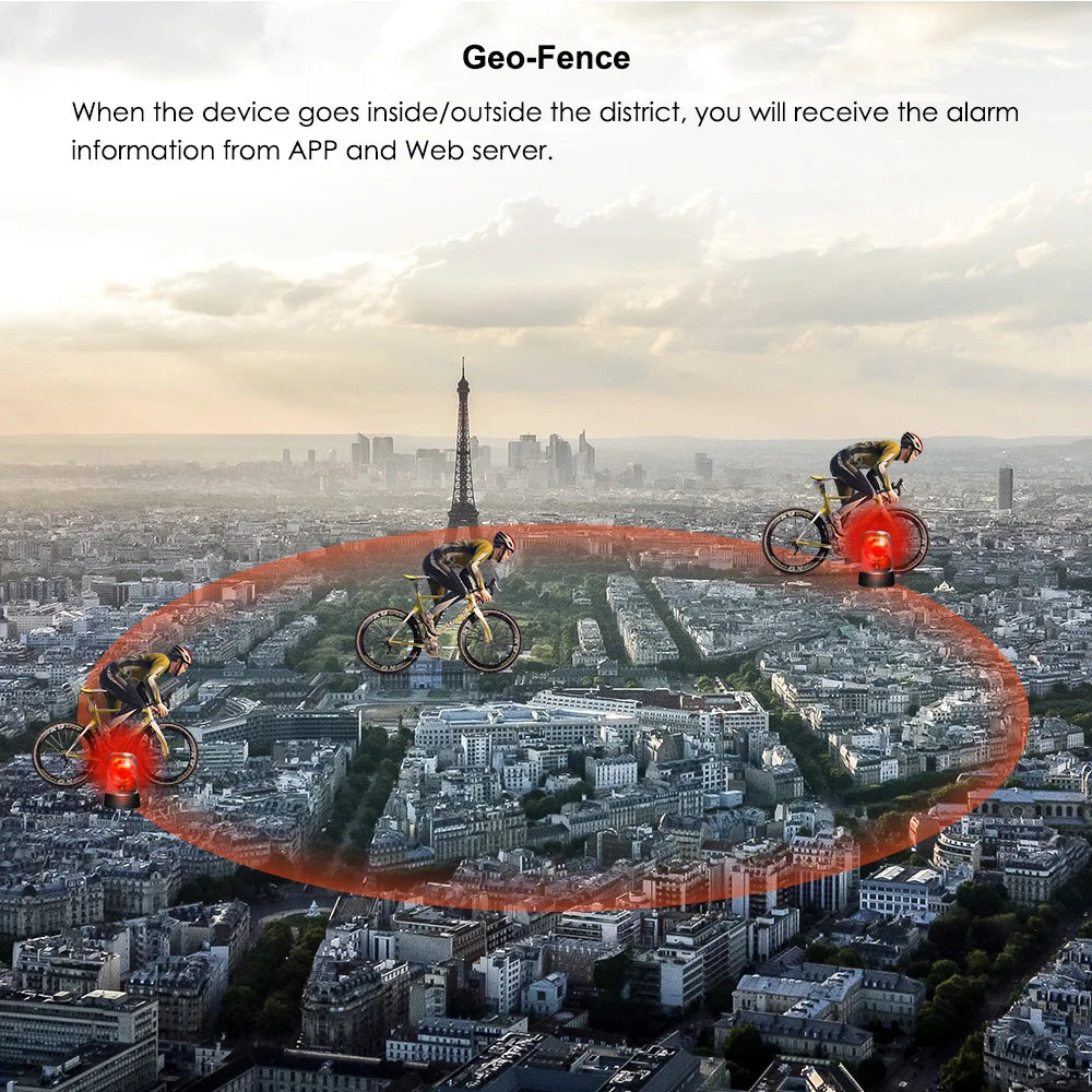 Waterproof 4G GPS Tracker Bikes SMS Locating GPS Tracker 60 Days Real Time Tracking Bicycle Lamp Rastreador