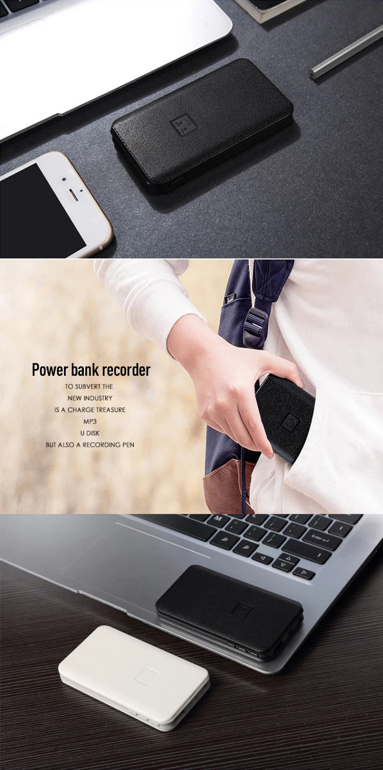 Digitalni diktafon 8-64GB s aktivacijom zvukom, skriveni, za snimanje na daljinu do 60 m, s magnetom, power bankom, MP3 i U-diskom