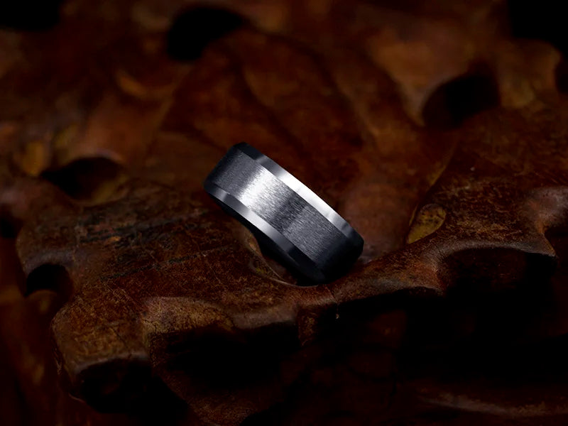 Men's Titanium Steel Ring – Classic Black Wedding Band