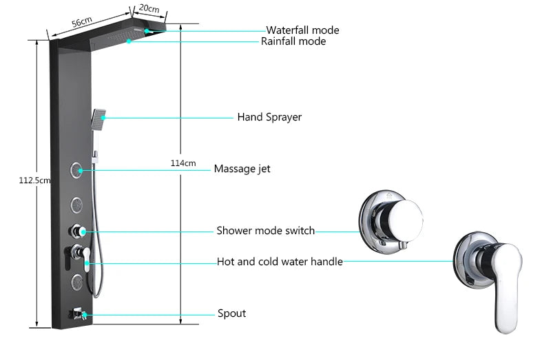 LED Shower Panel Massage Jet Shower System
