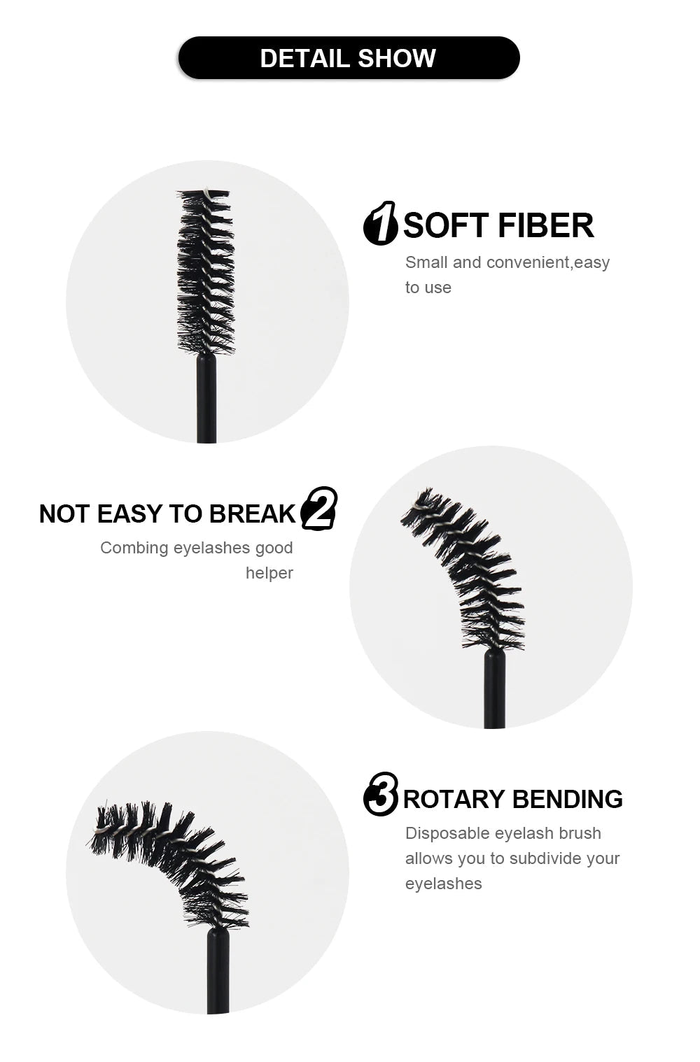 ANNAFRIS 50Pcs Disposable Eyelash Brush Soft Head Crystal Eyebrow Brush Lash Extension Brush Mascara Wand Makeup Tool