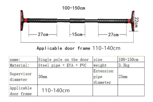 Large Adjustable Door Horizontal Bar for Home Training