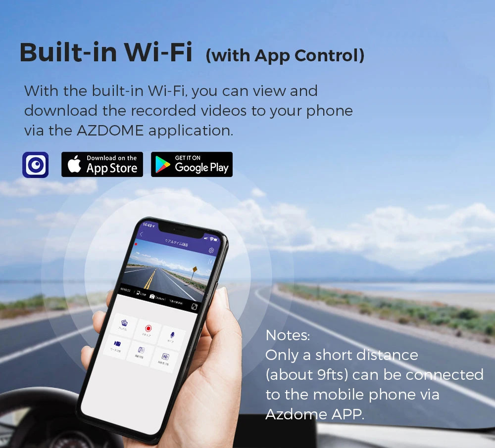 AZDOME M300 1296P fedélzeti kamera WiFi-vel, hangvezérléssel és parkoló móddal