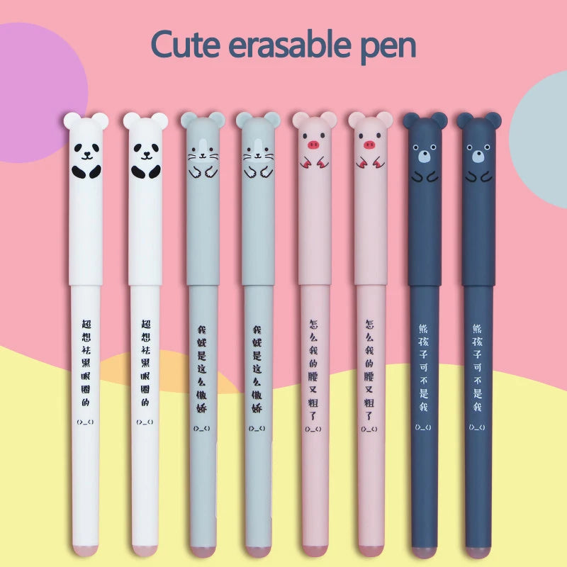 4+2+20 Pcs/Set Kawaii Erasable Gel Pens 0.35mm Waterproof Blue/Black/Red Gel Ink Stationery School supplies for Office Student