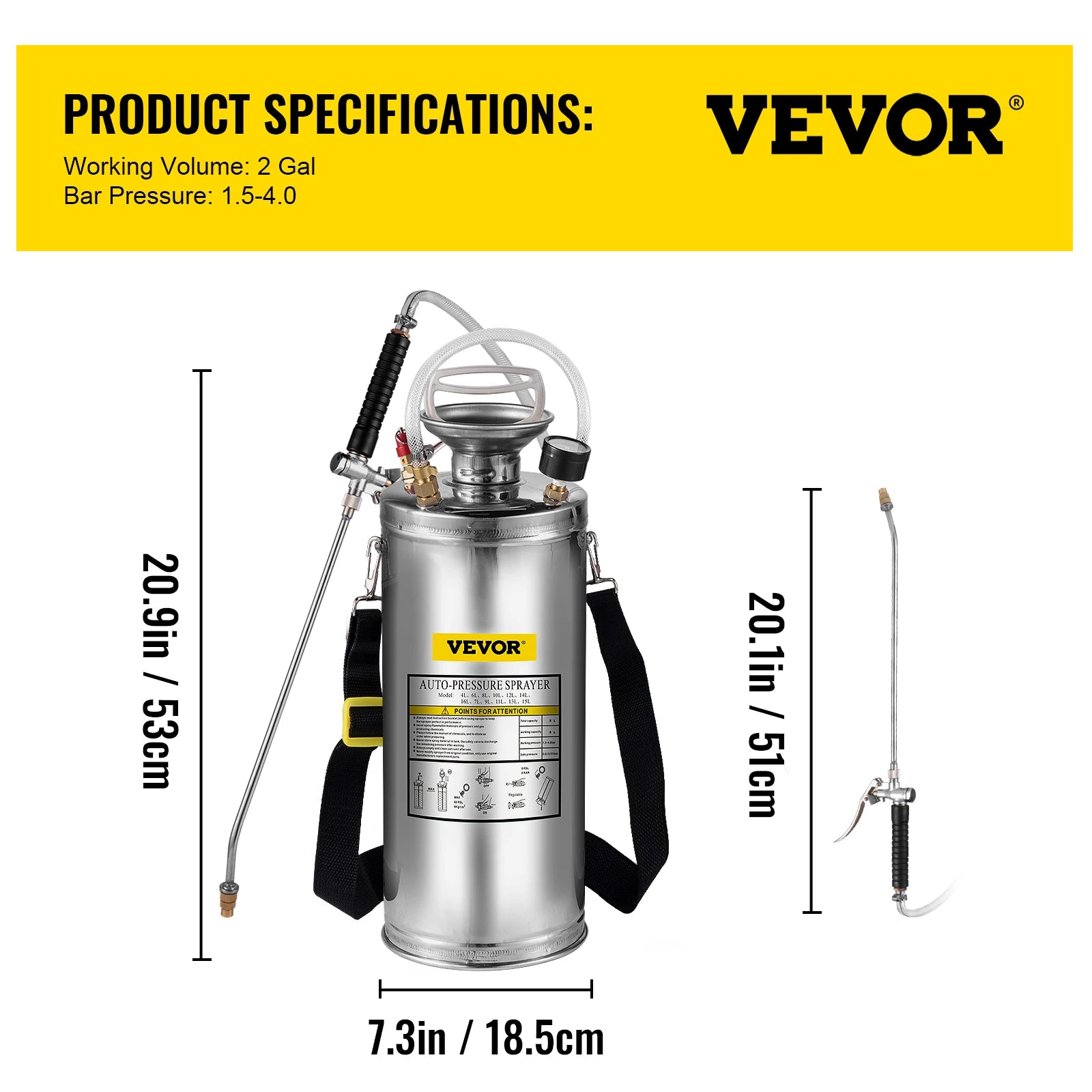 Stainless Steel Hand Pump Sprayer 4–12L Garden & Cleaning Tool