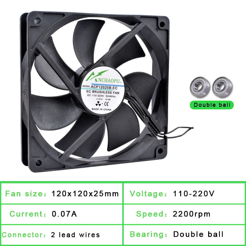 60mm 70mm 80mm 92mm 120mm 140mm Fan EC Brushless Cooling Fan AC 110V 120V 220V 240V for Cabinet Frequency Converter
