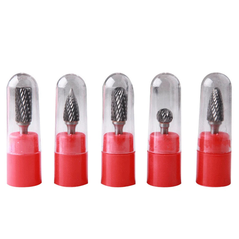 5pcs Double Groove Rotary File 6mm Grinding Head Tungsten Carbide Burr Milling Cutter Drill Bit Set Finishing Metal Mould