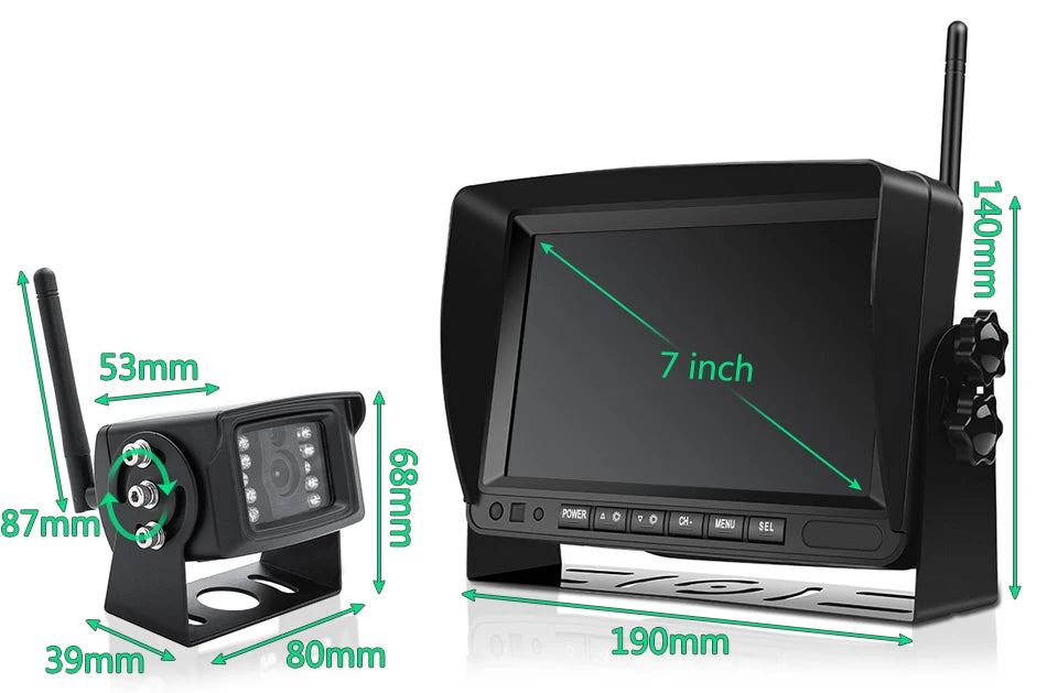 Monitor DVR de Caminhão Sem Fios GreenYi 1280x720 Alta Definição AHD 7" Visão Noturna Gravador de Ré Câmera Wifi para Autocarro e Carro