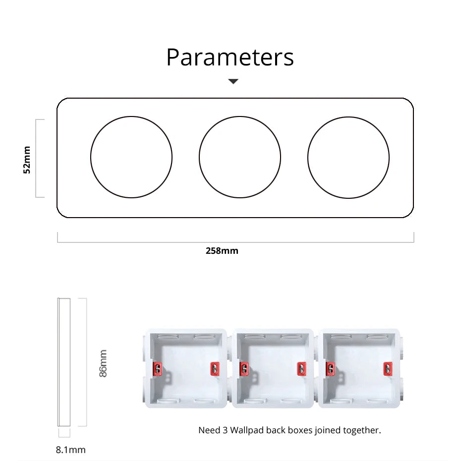 Opções de interruptores de parede modulares L6 em vidro preto