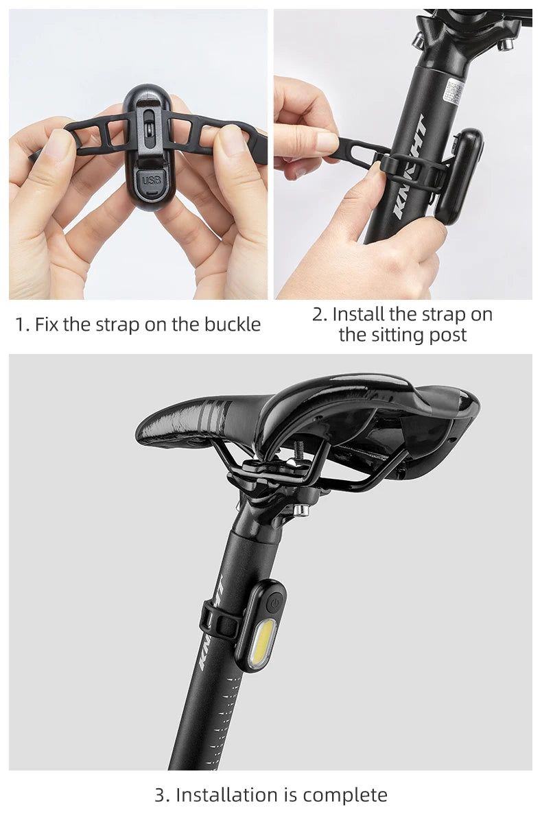 USB Rechargeable Bicycle Rear Light, 5 Modes