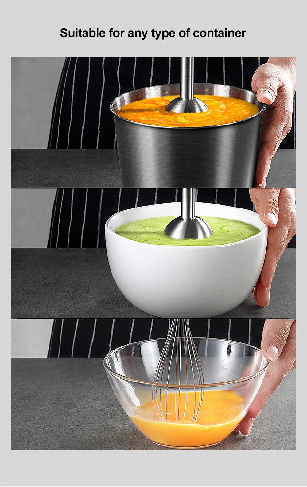 4-in-1 1200W Immersion Hand Blender with Chopper, Whisk and Cup