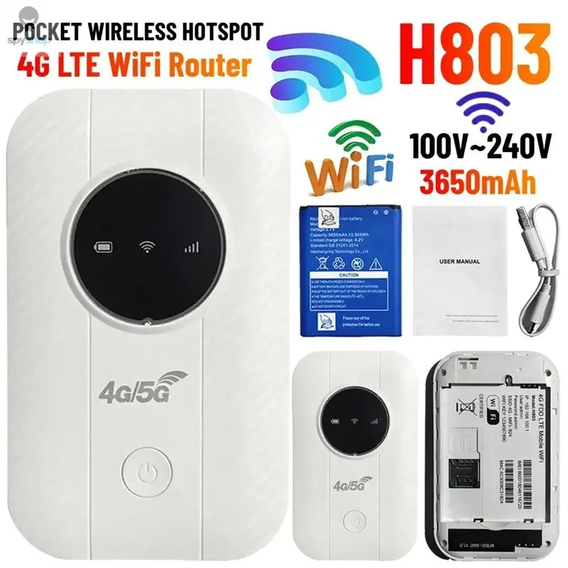 H803 4G LTE Mobile Wifi Router 3650Mah 150Mbps Wifi Modem Up To 10 Users With SIM Card Slot Wireless Router For Travel Spy-shop.com