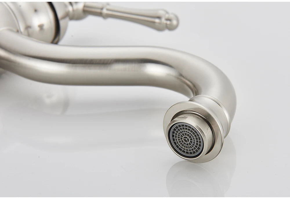 POIQIHY Antique Brass Basin Vessel Sink Faucet Deck Mounted One Hole Cold Hot Water Cold Hot Mixer Tap Bathroom Faucet 1 Hole