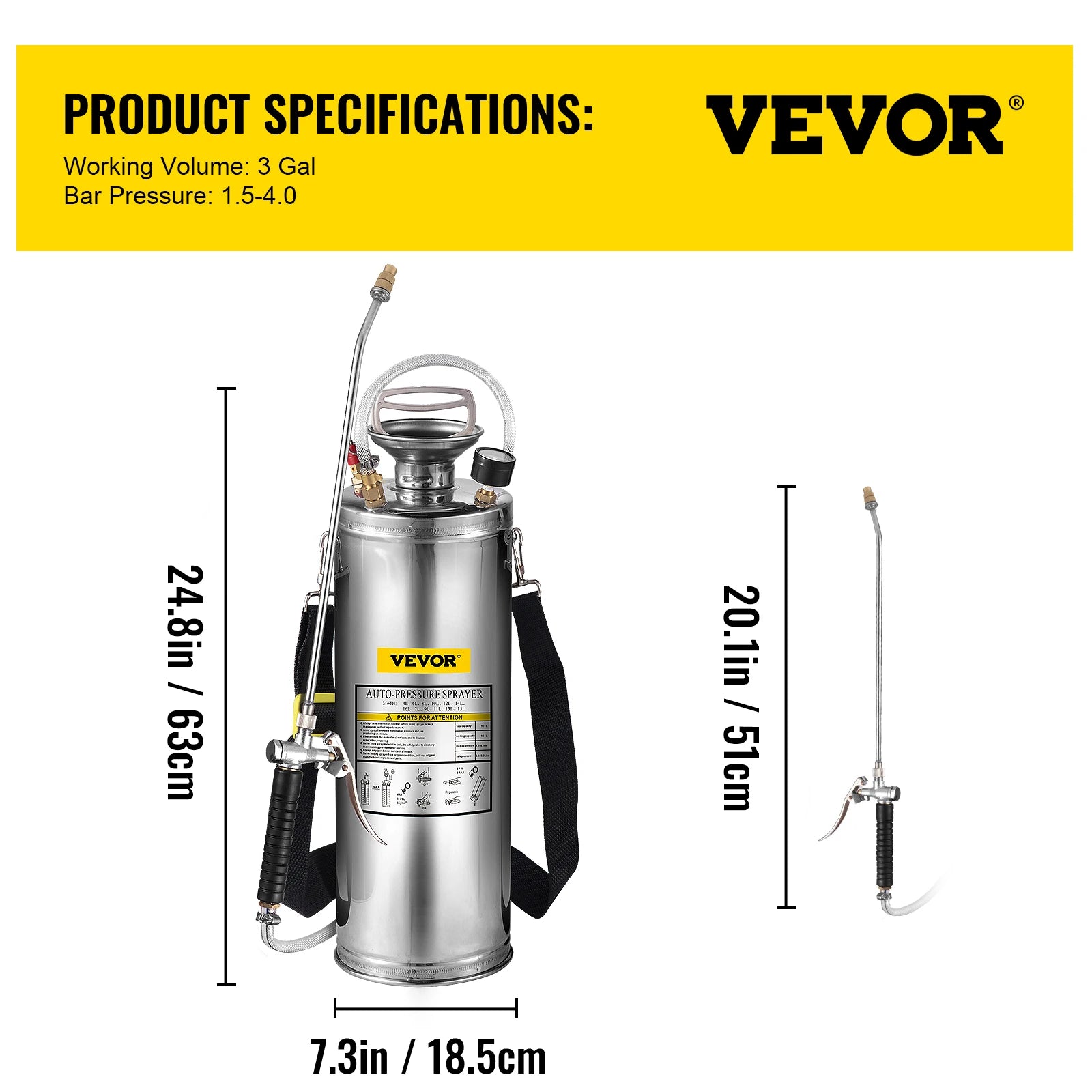 Stainless Steel Hand Pump Sprayer 4–12L Garden & Cleaning Tool