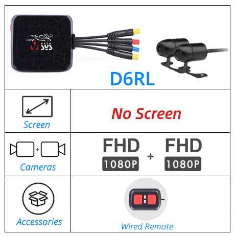 VSYS D6WL/D6RL DVR Front And Rear View Waterproof Motorcycle Driving Recorder Night Vision Black Box Motorcycle Dual Action Came