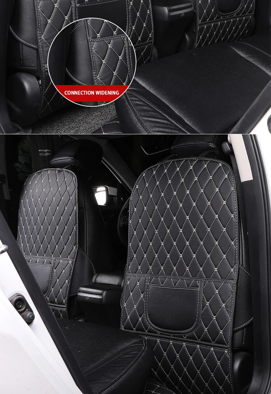 PU Leather Car Anti-Kick Mats Auto Seat Back Protector Cover Car Back Seat Organizer with Storage Pockets Interior Accessories