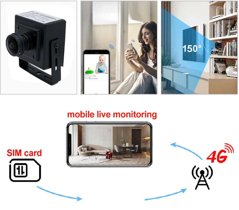 Mini 4G SIM Card IP Camera 5MP HD Indoor Security Camera