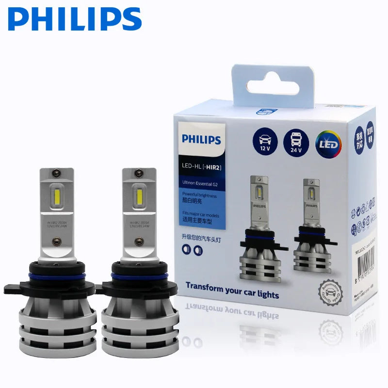 Philips Ultinon Essential G2 LED H1 H4 H7 H8 H11 H16 HB3 HB4 H1R2 9003 9005 9006 9012 6500K Auto Scheinwerfer Nebel-Lampe (2er Pack)