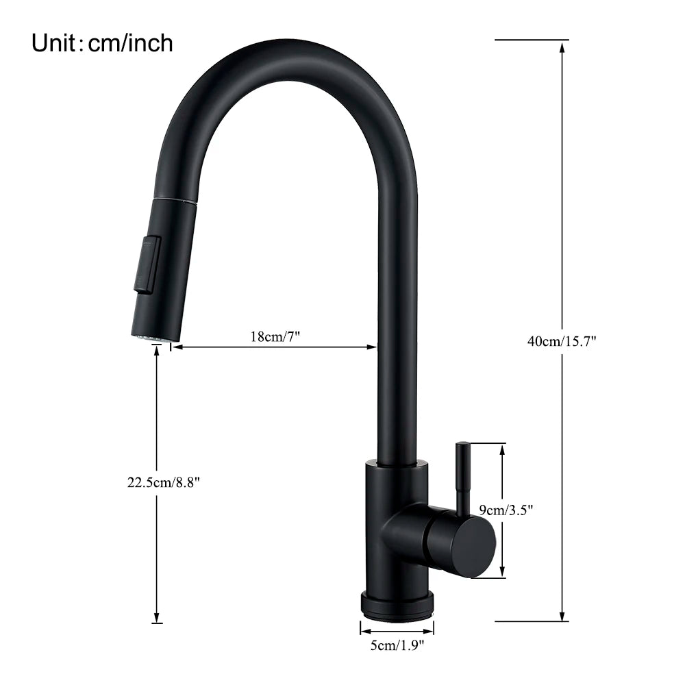 Black Kitchen Faucet with Pull-Out Dual-Function Spray