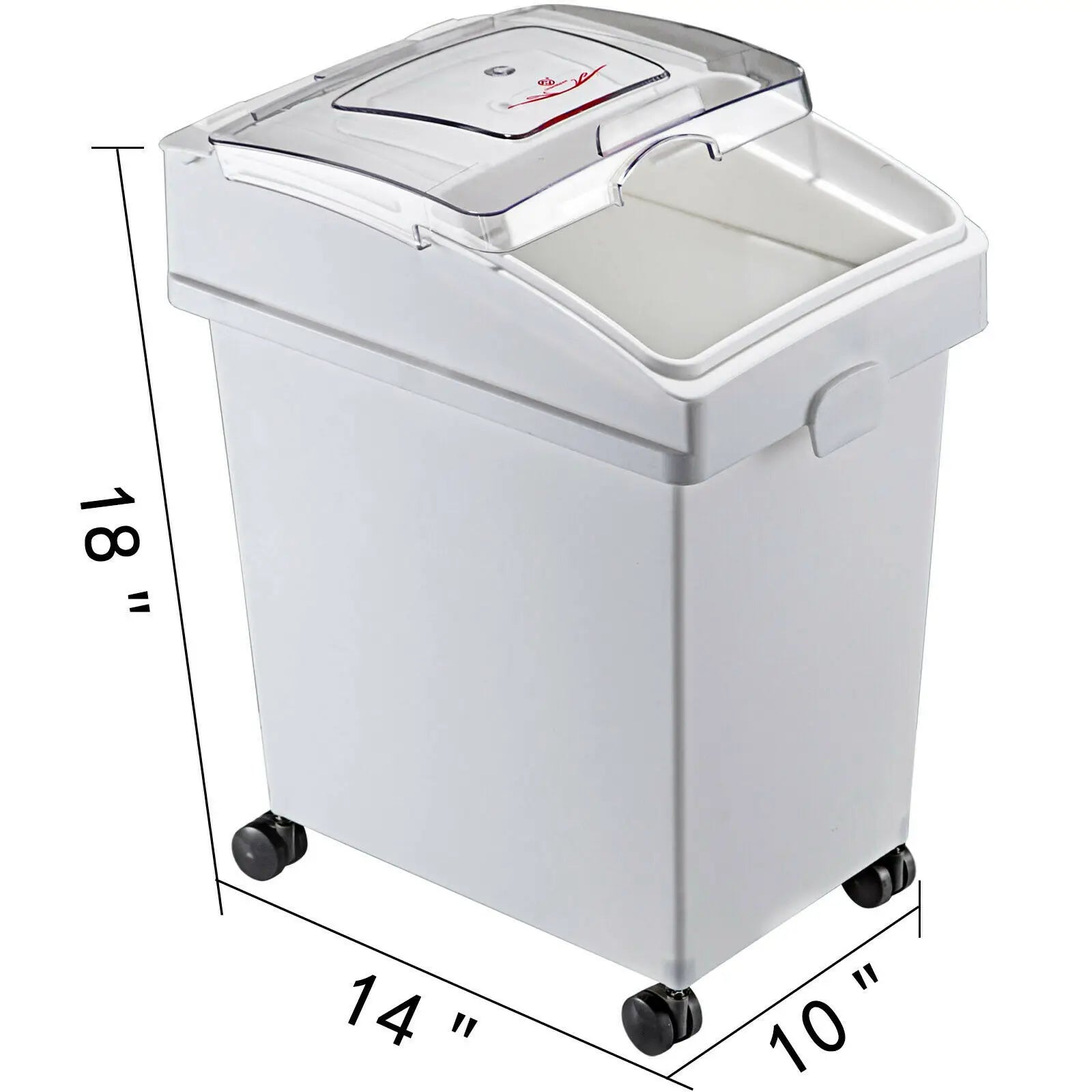 25L Ingredient Storage Bin with Scoop & Wheels Dustproof Container