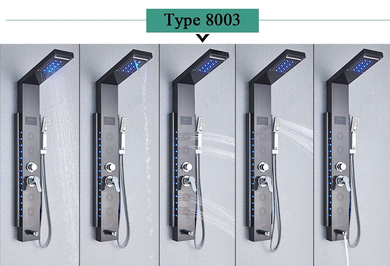 LED Shower Panel Massage Jet Shower System