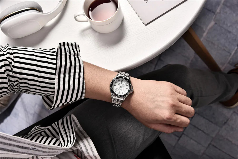 Orologio subacqueo automatico Blue Wave con quadrante e cristallo zaffiro