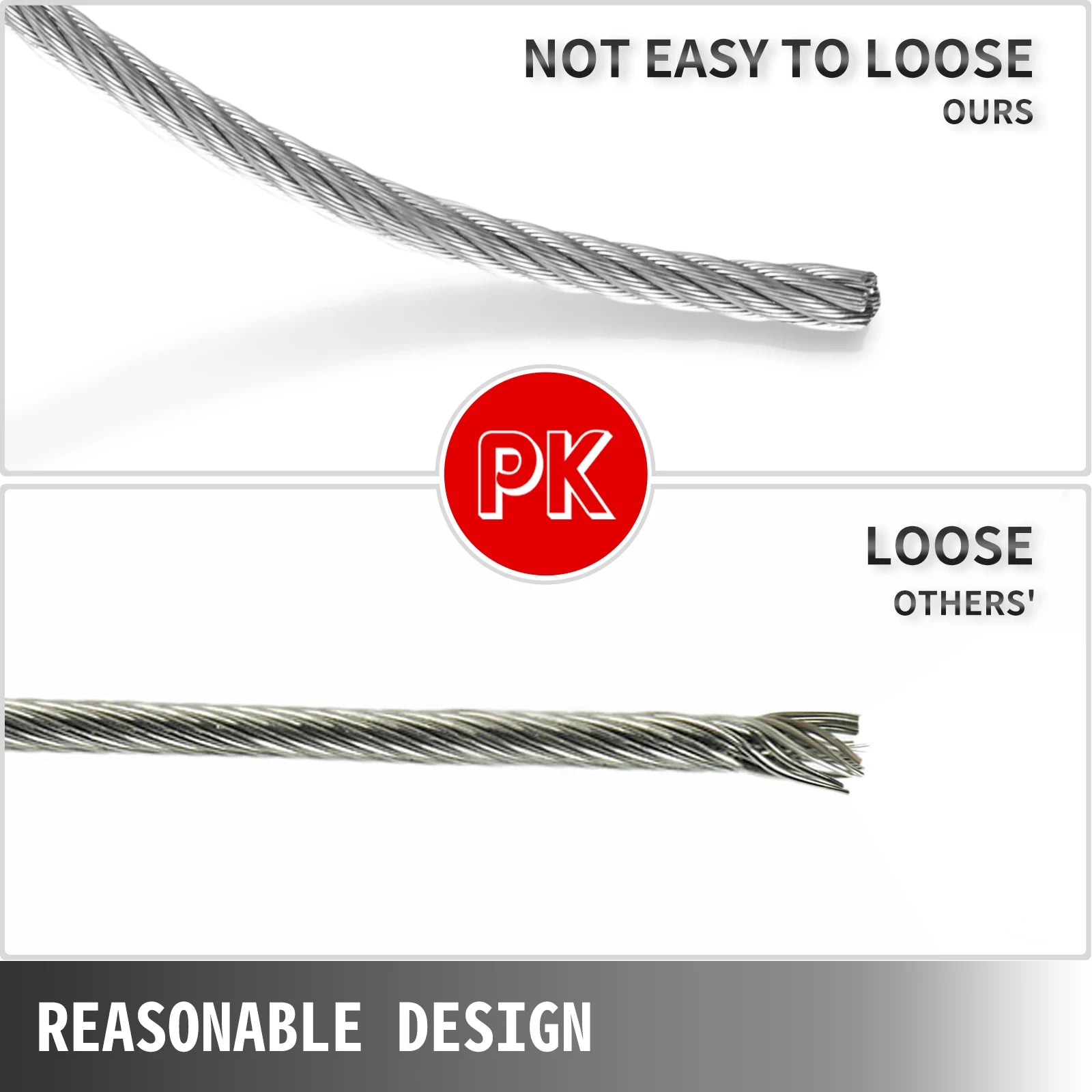 SucceBuy 152M/500Ft Drahtseil 316-Edelstahl, starke Spannung, weiches Angelseil, Hebekabel, 7×7, Wäscheleine, Durchmesser 1,5 mm–3,2 mm