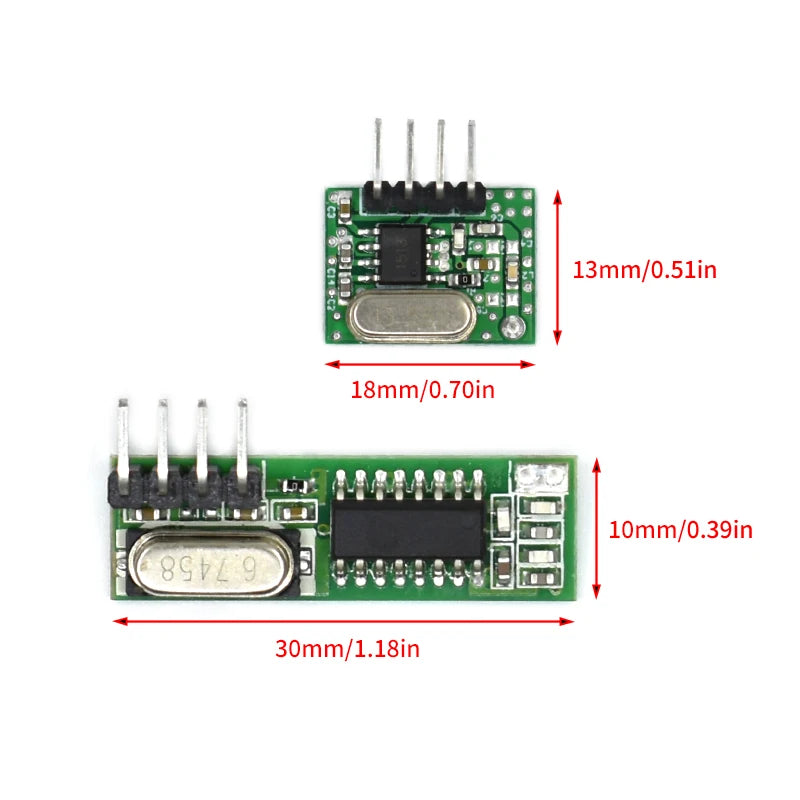 433 MHz-superheterodyne RF-zender- en ontvangermodule