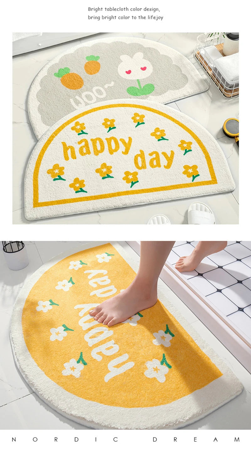 Soft Floor Mats Small Fresh Text Flowers Rugs Home Entrance Carpet Bedroom Toilet Bathroom Door Absorbent Non-Slip Foot Pad