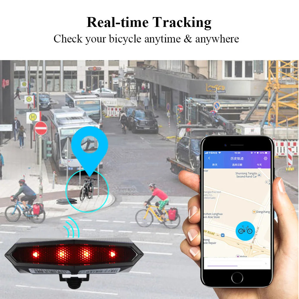 4G Bike GPS Tracker Tail Light with Alarm and App Tracking