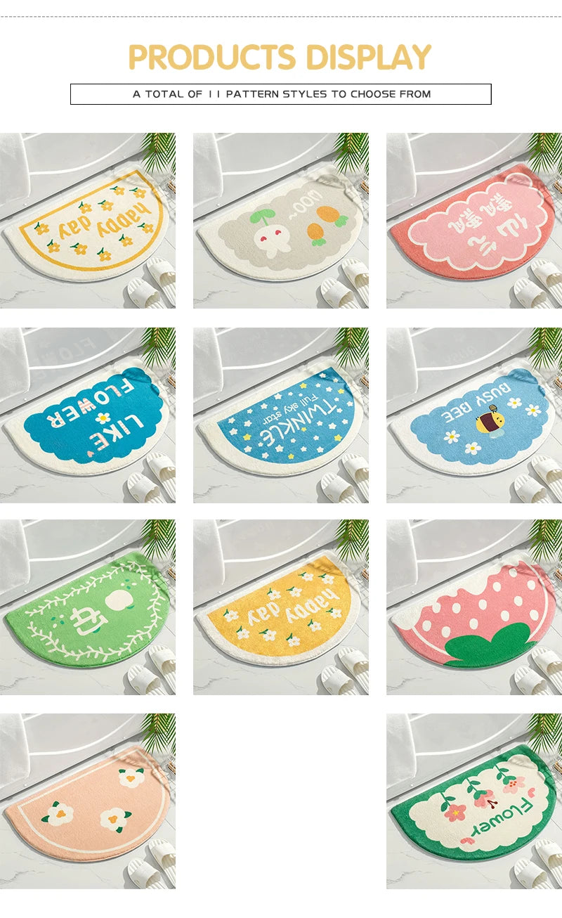 Soft Floor Mats Small Fresh Text Flowers Rugs Home Entrance Carpet Bedroom Toilet Bathroom Door Absorbent Non-Slip Foot Pad