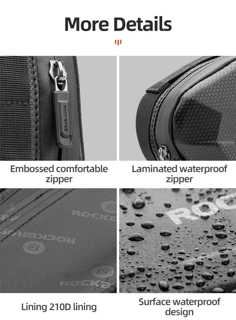 Hard Shell Bicycle Top Tube Bag 1.5L Waterproof