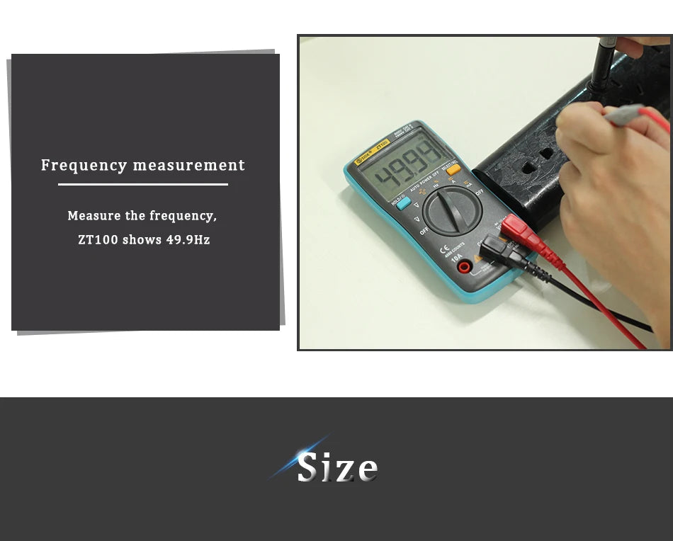 Digital Multimeter ZT100 4000 counts DC/AC Voltage Current Capacitance Hz Diode Ohm tester Ammeter Voltmeter Backlight
