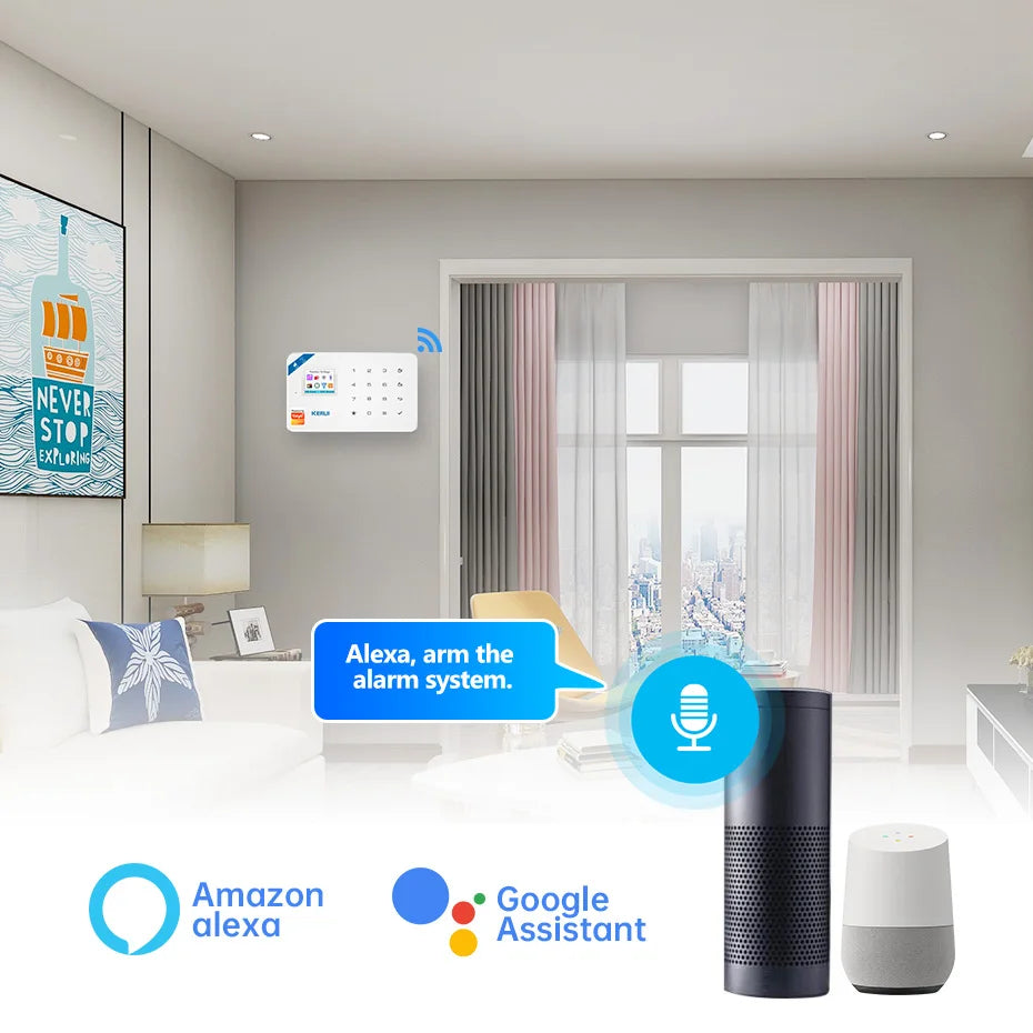KERUI W181 Wireless WIFI Alarm System Door Sensor Phone APP Remote Control Smart Home Burglar Security Alarm Works with Tuya