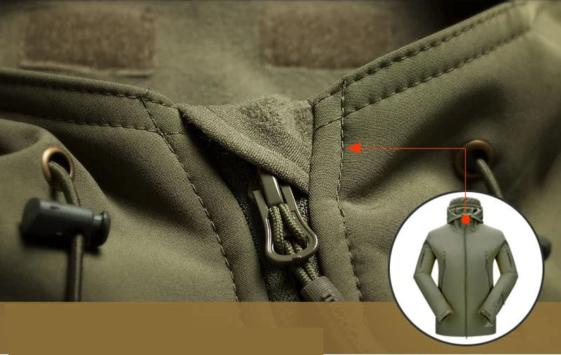 Men’s Tactical Waterproof Soft Shell Jacket with Hood – Windproof